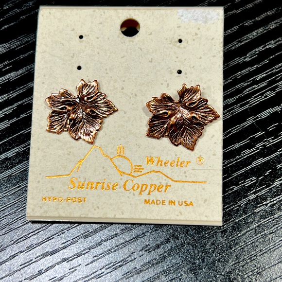 Vintage  Copper Earrings Vintage on original card - Picture 1 of 2